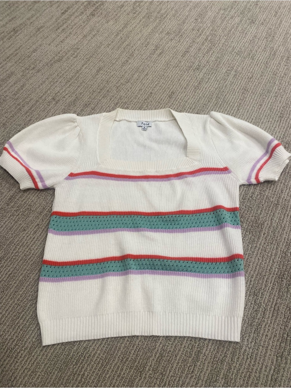 Fate Cream Knit Top with Stripes